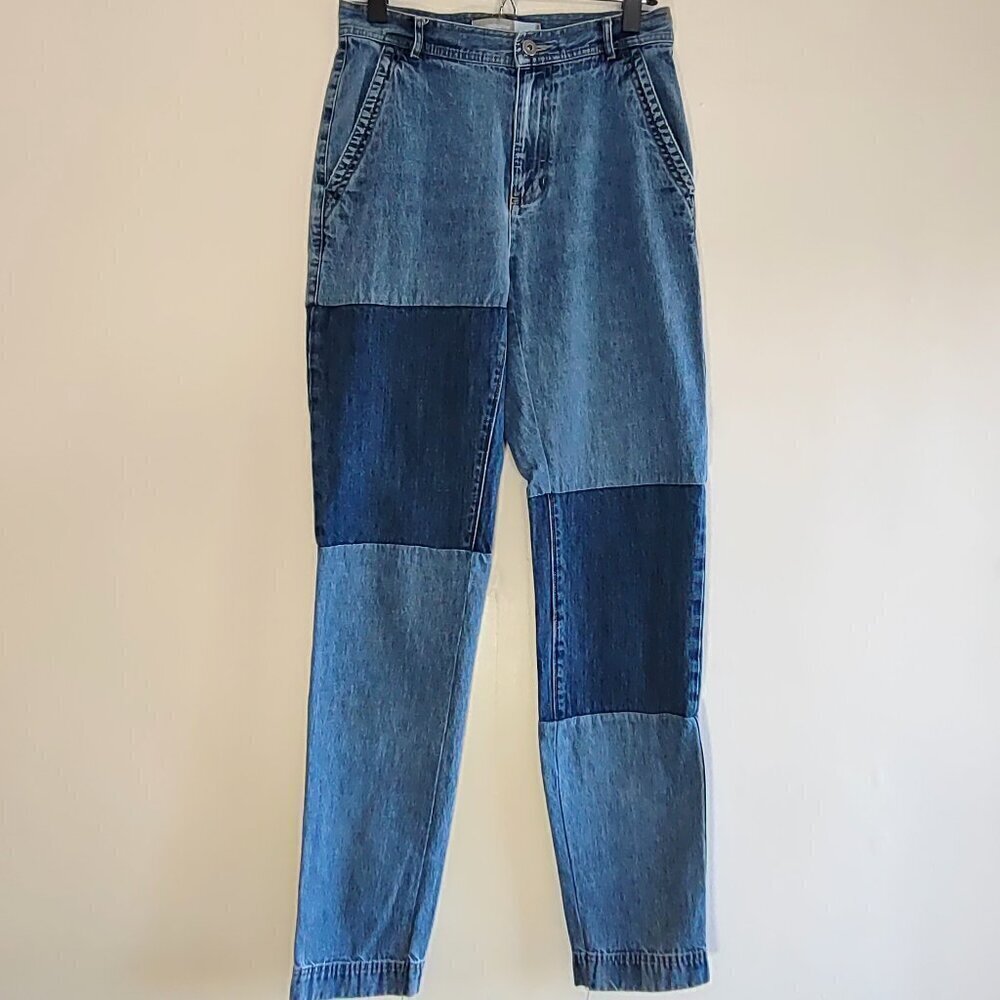 Y2K Vintage Chino Mom Jeans Size 6 Retro ColorBlock Boho High Waisted